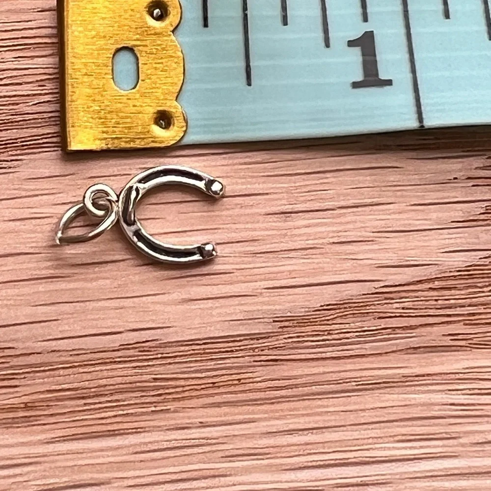 Horseshoe Charm | Teeny Tiny Vintage Sterling Silver | NOS - Picture 4 of 5